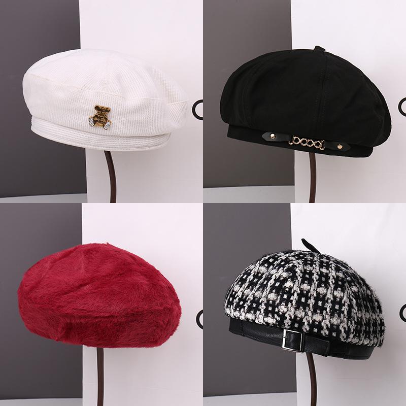 Spring and Autumn Fashion Show Face Small Beret Children Casual Big Head Circumference Painter Hat Women Newsboy Hat