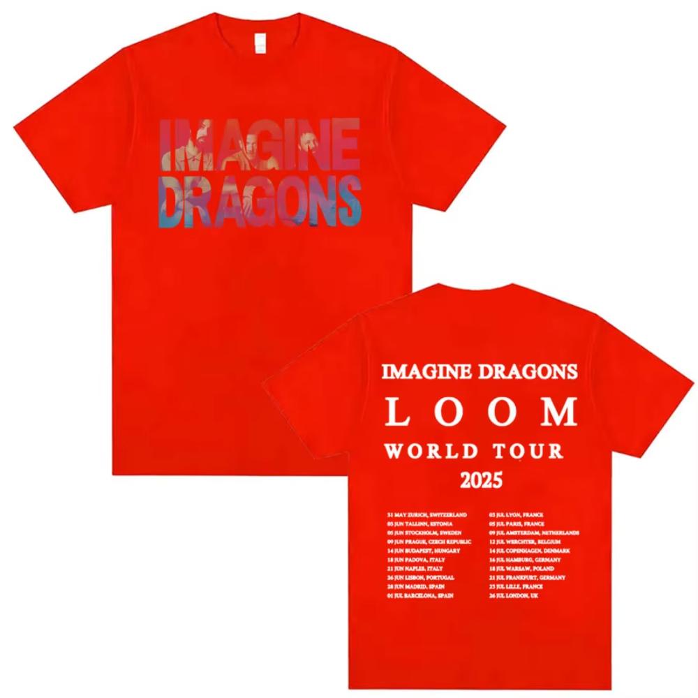 

Imagine Dragons Band World Loom 2025 Tour T Shirt Men Women Vintage Hip Hop Punk Cotton Short Sleeve T-shirt Harajuku Streetwear 4XL
