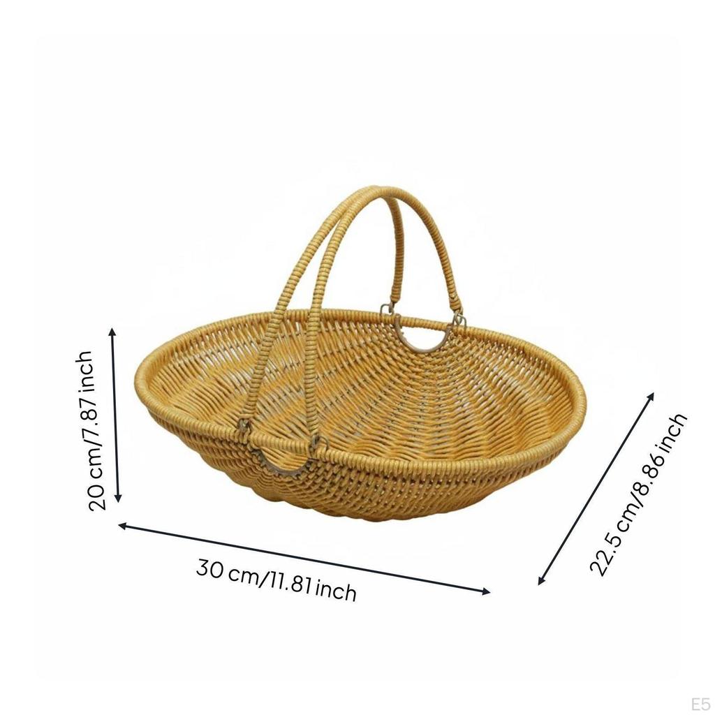 Geflochtener Korb Vielseitig Picknick mit Griffen Multifunktional Rattan-Stil Tragetasche für Draußen,