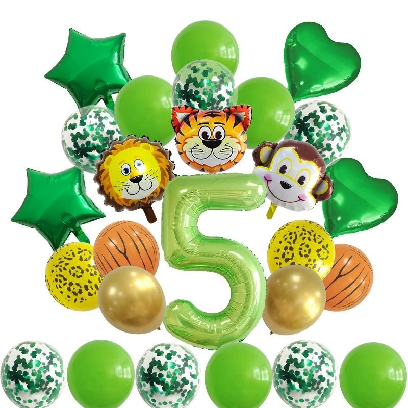 

0-9 Year Jungle Safari Theme Balloon Arch Kit Baby Shower Birthday Party Decorations Monkey Foil Balloons Green Balloon Garland Other