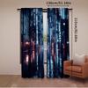 2Pcs City Backdrop Curtain Futureistic Night Cityscape Street Background Suitable For Living Room Bedroom And Many Other