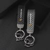 Car Carbon fiber Leather Keychain 3D Emblem Key Ring For Porsche Panamera Cayenne Taycan 911 718 Macan Carrera-GT 928 944 968