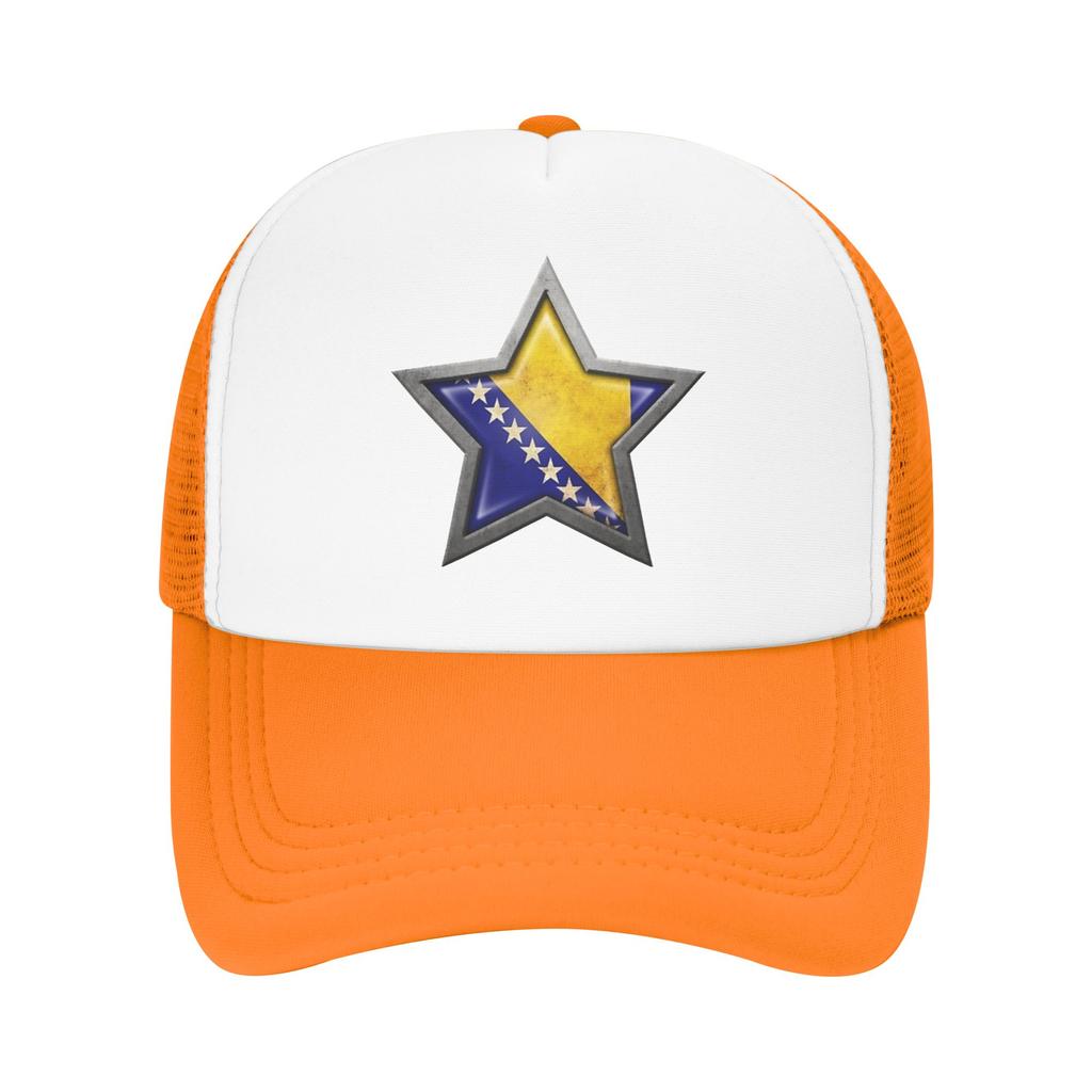 Bosnia and Herzegovina Flag Star Mesh Baseball Caps Unisex Fashion Sun Hat Hat Adjustable Summer Trucker Cap