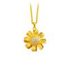 Luxury Pure Gold Real Gold Women's Ice Crushed Double Layer Sunflower Daisy Salkin Pendant Clavicle Chain