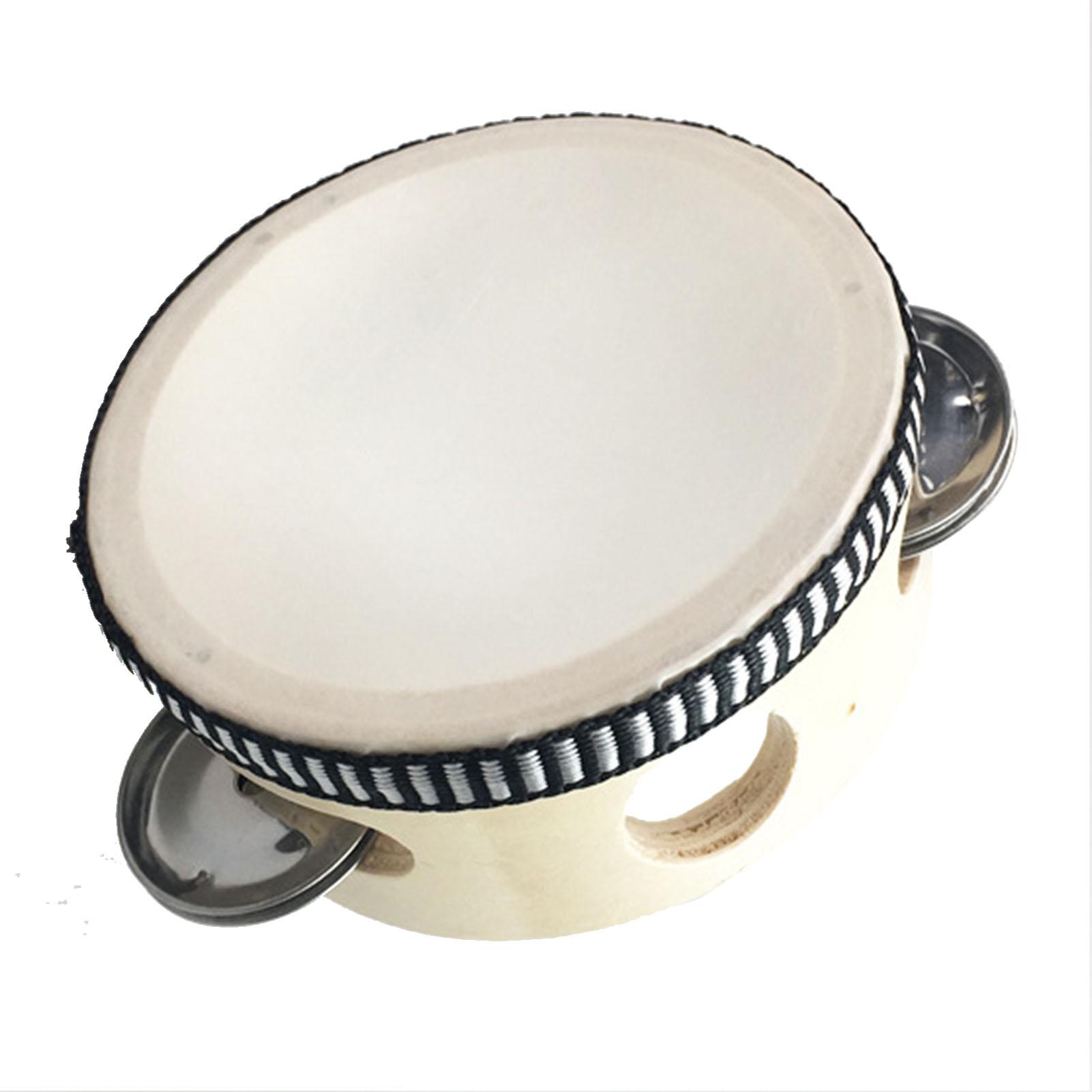 

Wooden Handheld Tambourine Educational Portable Clear Sound Percussion Tambourine Drum for Performance 8in