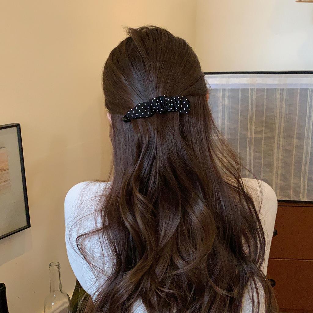 Fabric Banana Clip Korean Elegant Leopard Print Ponytail Holder Ponytail Clip Hair Claw Hairpin Sweet Bowknot Hair Clip Women
