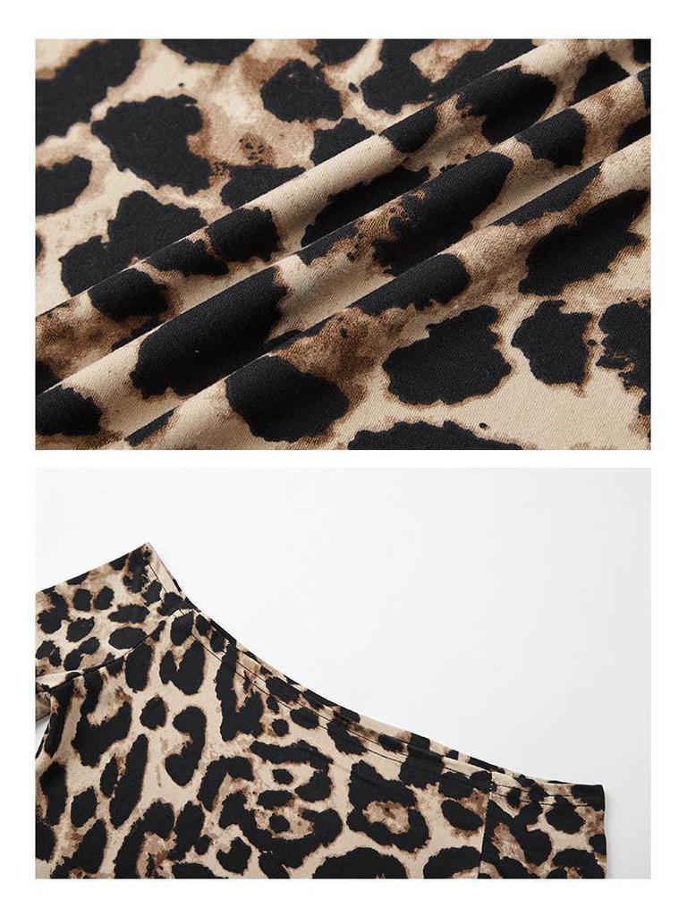 2026 New Arrival Leopard Print One-Shoulder Long-Sleeve Women's Top - Trendy European & American Early Autumn Fashion