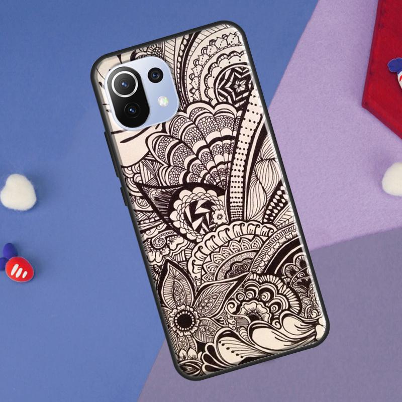 Indian Floral Henna Mandala Cover For Xiaomi 14 Ultra 13 11T 12T 13T 14T Pro POCO X6 X7 Pro X3 X5 F3 F5 F6 M6 Pro Case