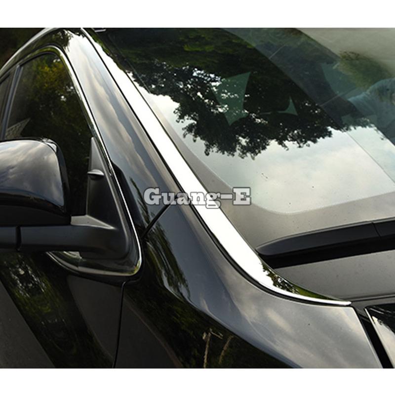 Car Side Cover Stick Stainless Steel Head Glass Windshield Lamp Frame Trim For Toyota Highlander 2015 2016 2017 2018