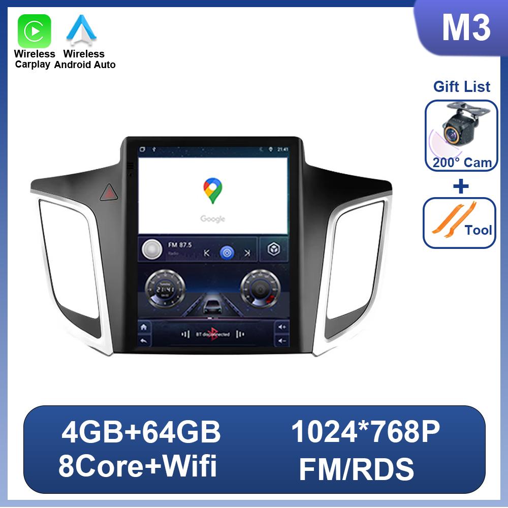 9.7 Inch For Hyundai Creta IX25 2015 - 2019 For Tesla Style Touch Screen Car Radio Wifi Carplay Android Auto DSP 2 Din Bluetooth