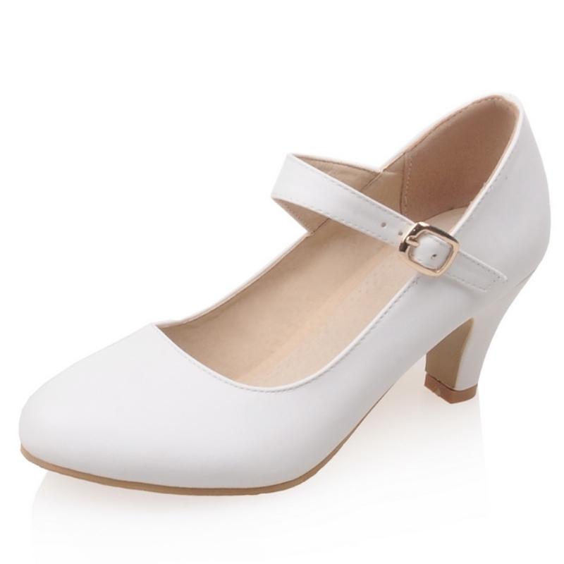 Dámské vysoké podpatky Mary Janes Boty Módní Růžové Černé Modré Nude Nízký podpatek Párty Svatba Boty Dámské Lodičky Velká velikost 45