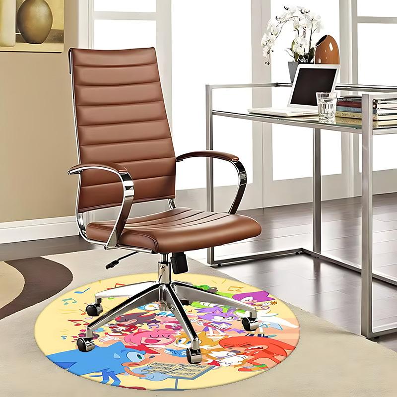 

1pc Sonic the Hedgehog Anime Cartoon Design Round Carpet - Office Chair Mat, Non-Slip Rug for Home Decor, Living Room, Bedroom, Game Room, Dormitory F 80cm by 80cm