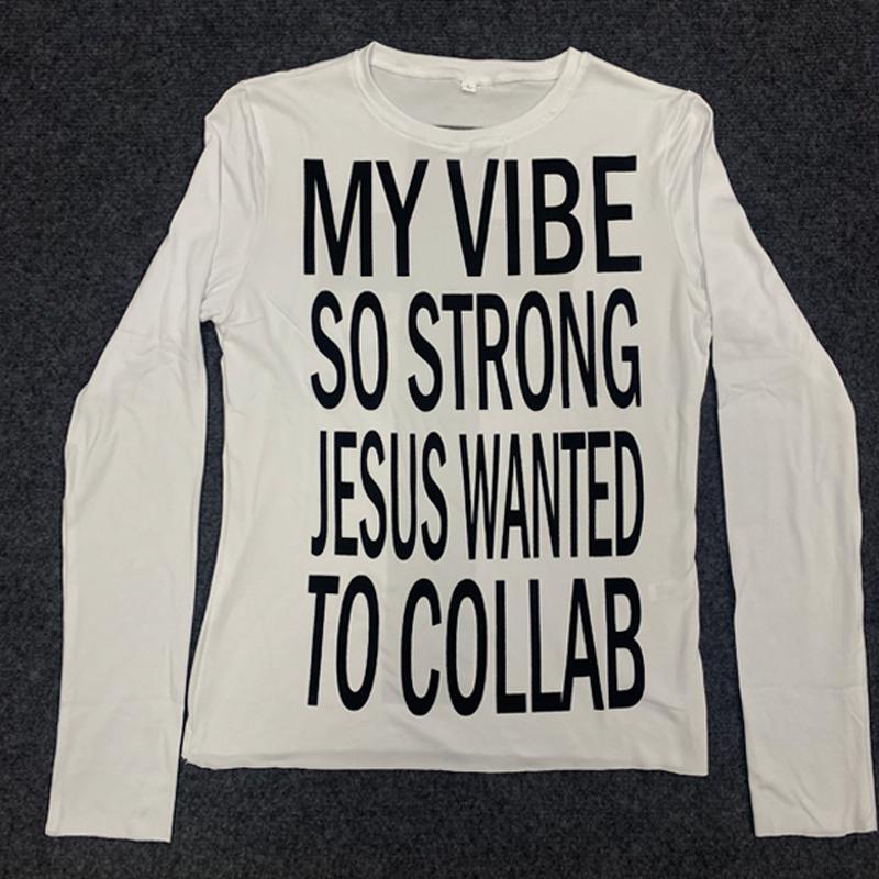 Long sleeved shirt with letter print on both sides in Europe and America