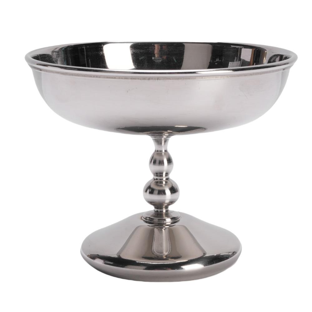 Classic Rustless Steel Ice Cream Cup Round Footed Silver Dessert Bowl Practical Polished Dessert Cup Yogurt