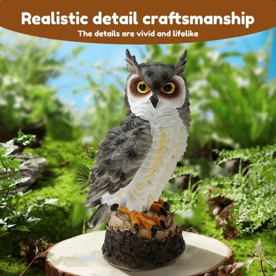 Simulations Eulenstatue Gartendekoration Premium Harz Kompakte Eulenstatue für Garten und Außenbereich Lockvogel zur Vogelabwehr