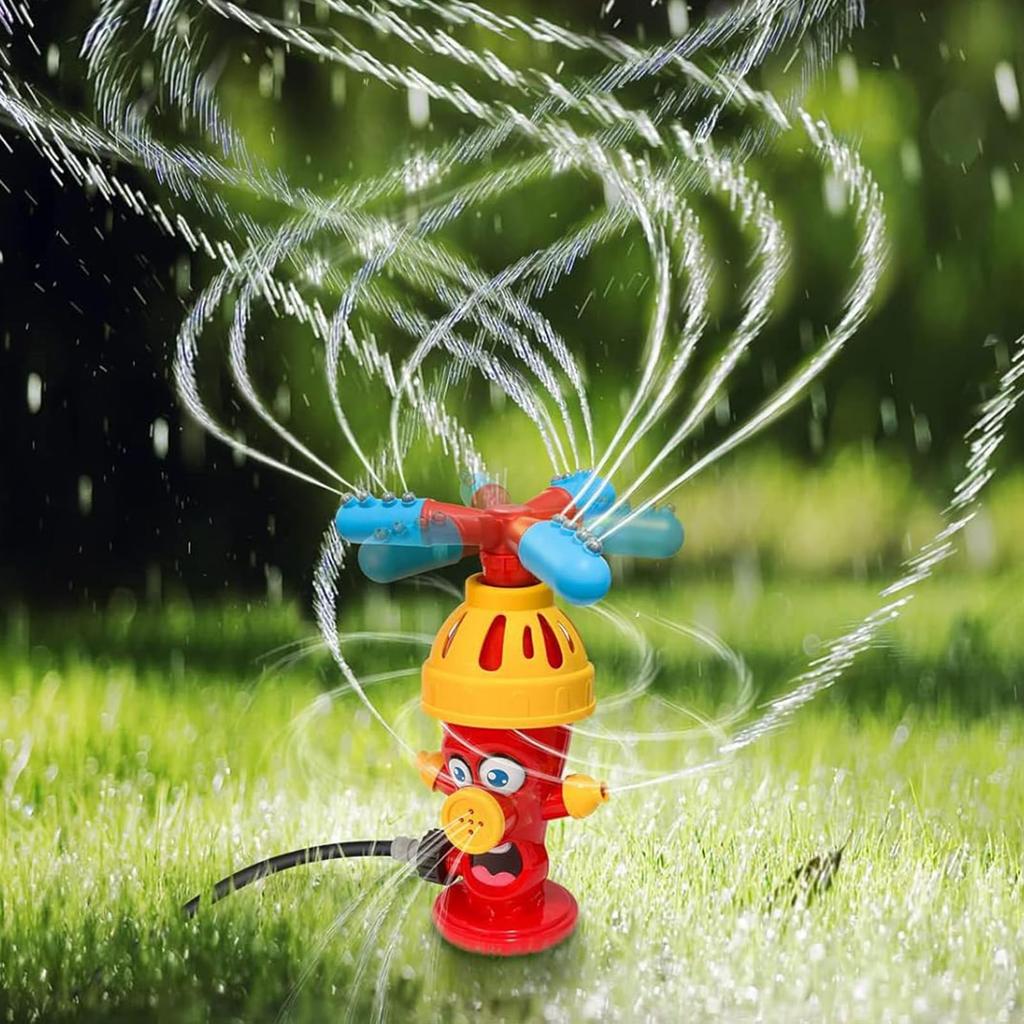 Water Toy, Fire Hydrant Sprinkler with 360-Degree Rotating Nozzle, Fountain for Kids, Summer Outdoor Pool Toy, Hose Adapter Included (Hose Not