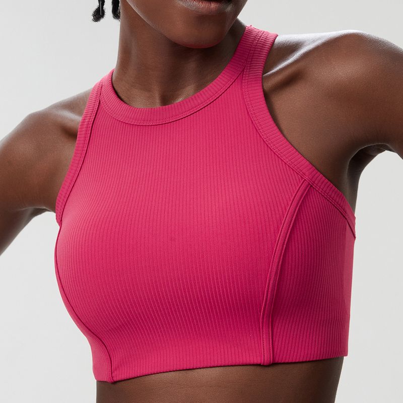 High Collar Willow Leaf Thread Beauty Back Exercise Underwear Women's High Strength Bubble Wrap Running Workout Bra Yoga Vest