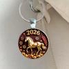 Yousheng Keychain with Glass Horse Statue 2026 Year of Horse Good Luck Charm Solid Keyring Keys Backpacks Car Ornament
