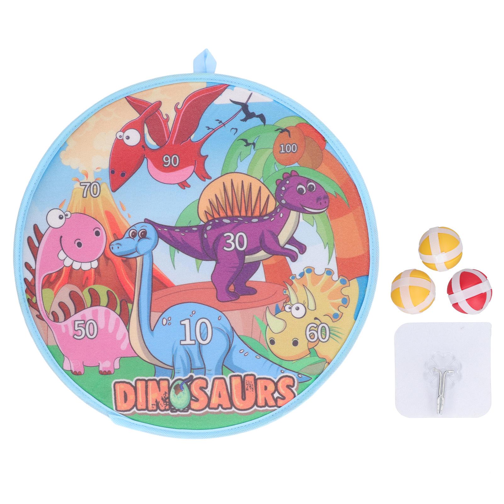

Kids Round Dart Board Game Set with 3 Strong Balls Cartoon Educational Large Dart Board Toys Dinosaur Theme
