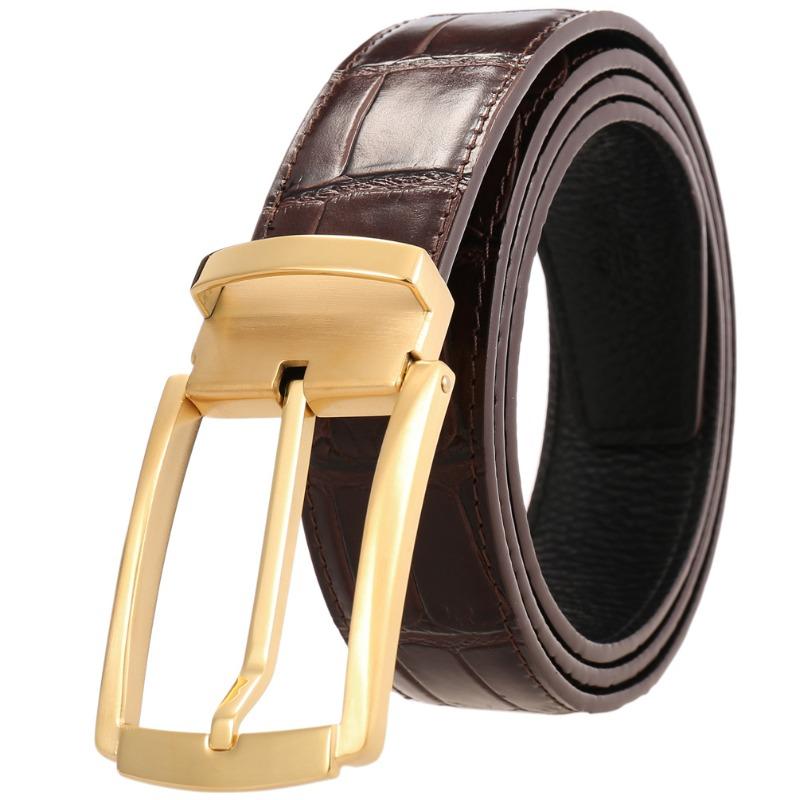 Pin buckle belt, punched belt, men first layer cowhide belt 120
