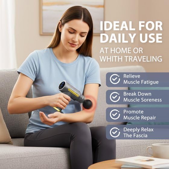 Portable Massage Gun Deep Tissue with 5 Speeds Muscle Massage Gun Hand Held Massager for Shoulder Body Back Relaxation