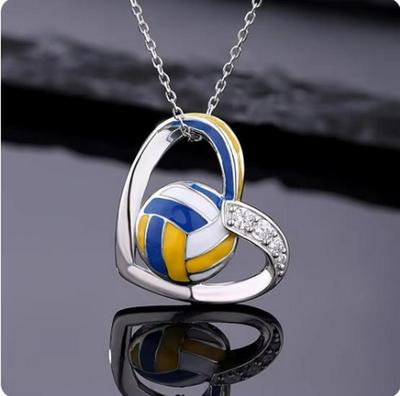 Summer Sports Volleyball Heart Pendant Necklace - Trendy European & American Fashion Choker for All Genders