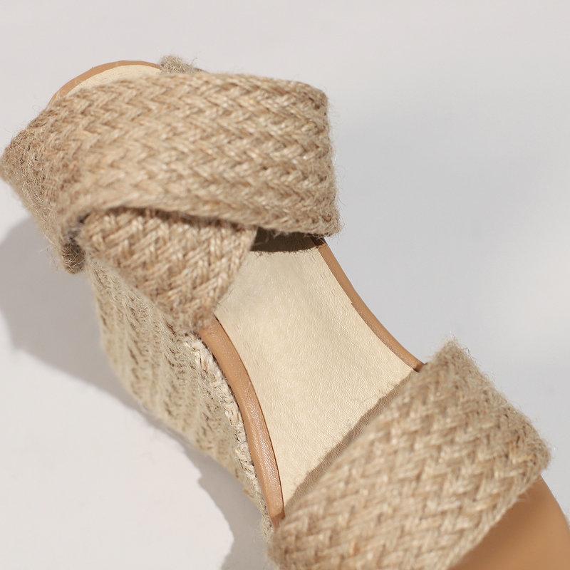 Bohemia Beach Dress Sandals Women's Summer Wedges Shoes Straw Platform Ankle Strap Casual Footwear