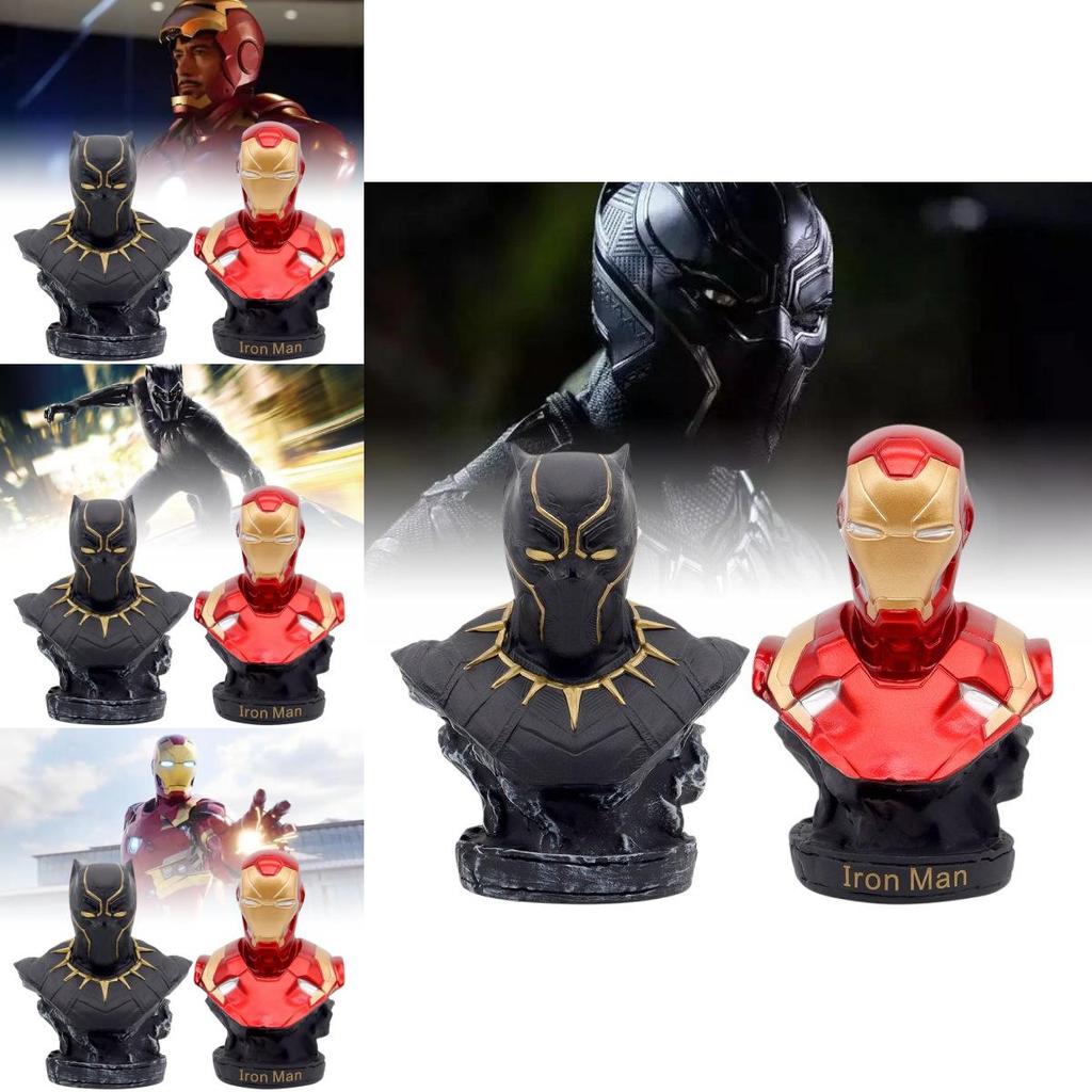 Atemberaubendes 16cm Eisen Schwarzer Panther Halbfigurenmodell Perfekt für Schreibtischdekoration Geschenke