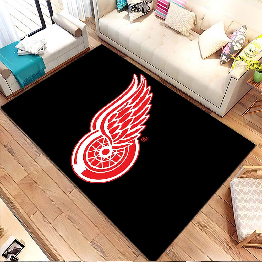 Red Wing Logo On Black Background Patterned Carpet, Non Slip Mat Suitable for Living Room and Bedroom Sofas