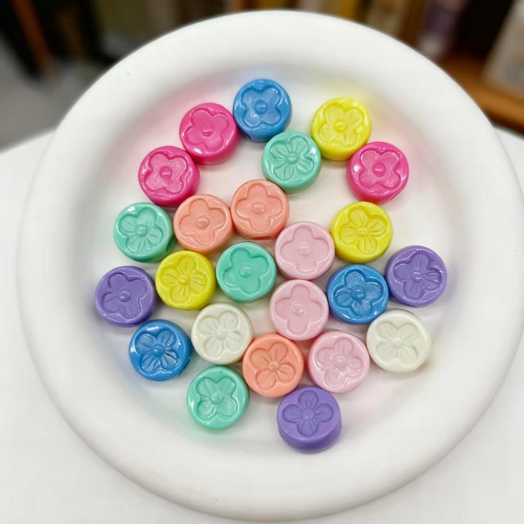 Acrylic Four-Leaf Clover Macaron Beads for DIY Clothing, Shoelaces, and Phone Chains