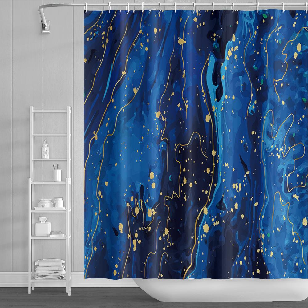 Мраморные занавески для душа с 3D принтом для ванной комнаты, мраморные занавески для ванной с золотыми прожилками, водостойкий чехол для купания из полиэстера с крючками