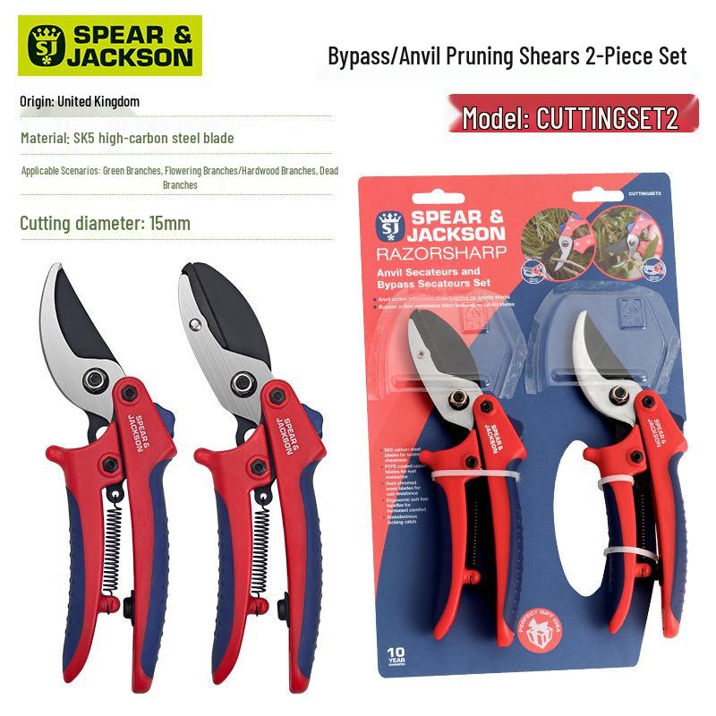 Spear & Jackson UK Bypass and Anvil Loppers Garden Tree Branch Shear Set