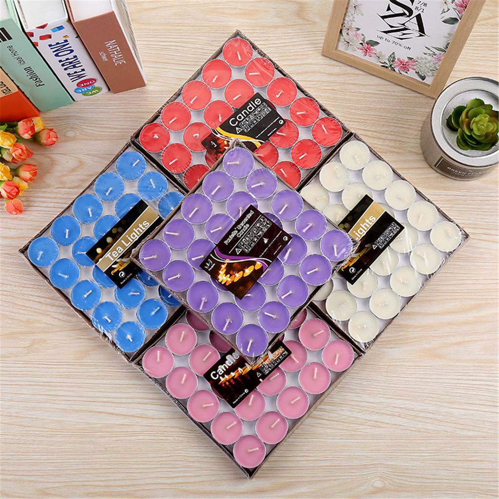 50Pieces Round Paraffin Wax Candle Romantic Layout Wedding Lover Proposal Confession Tea Wax Candle