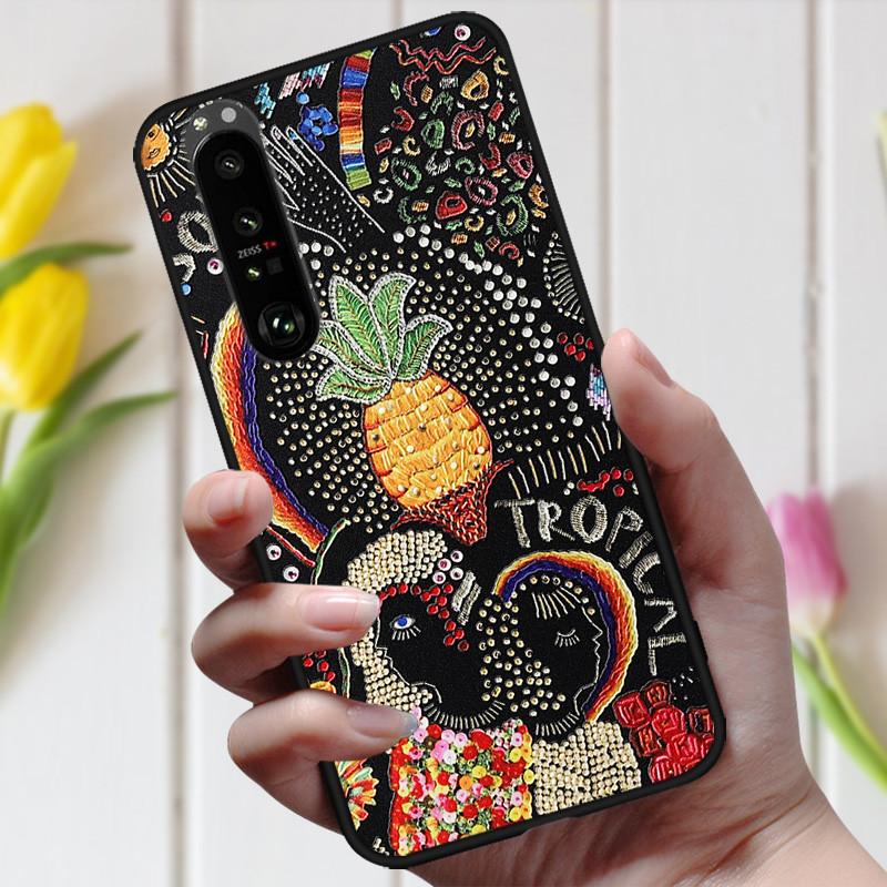 3D Emboss Flower Case For Sony Xperia 10 III Cover Cute Relief Case For Sony Xperia 1 III 5 III 10III Phone Case Coque Fashion