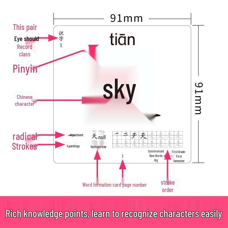 Synchronous New Word Picture Cards for Children's Vocabulary & Pinyin Learning, First Grade Volumes 1 & 2