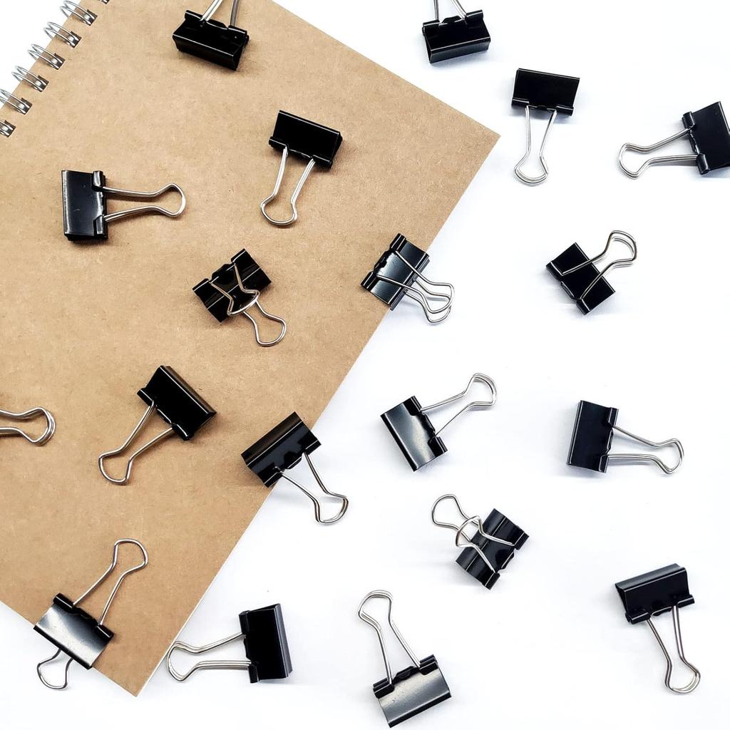 DSTELIN 96 Pack (19mm) Mini Binder Clips 3/4-Inch Small Black Paper Clamps for Office Supplies