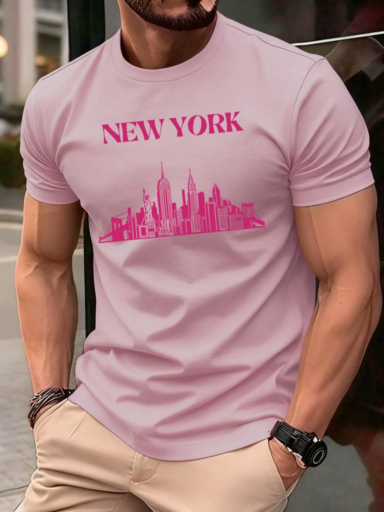 New York City Silhouette Men T Shirts Casual Hip Hop Tops Multicolor Cotton TShirt Summer Loose Male Crewneck Short Sleeve