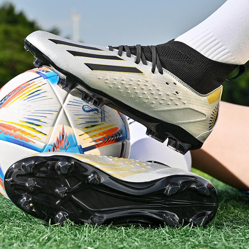 Popular children's high-top breathable men's football shoes AG long nails broken nails professional lawn training football shoes