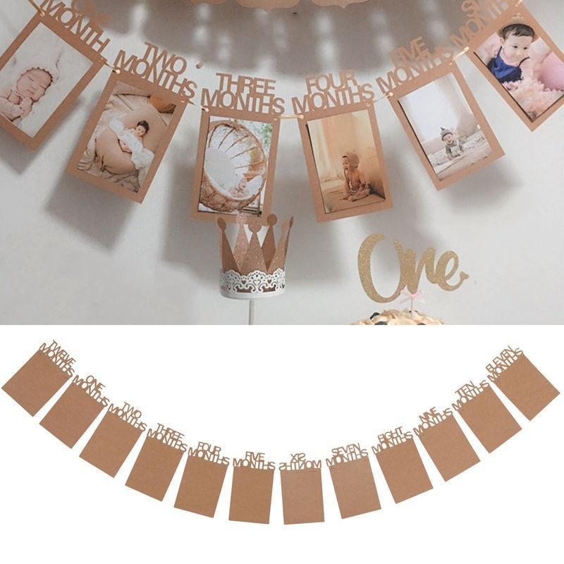 1st Birthday 1-12 Months Photo Baby Shower Home Party Banner Garlands