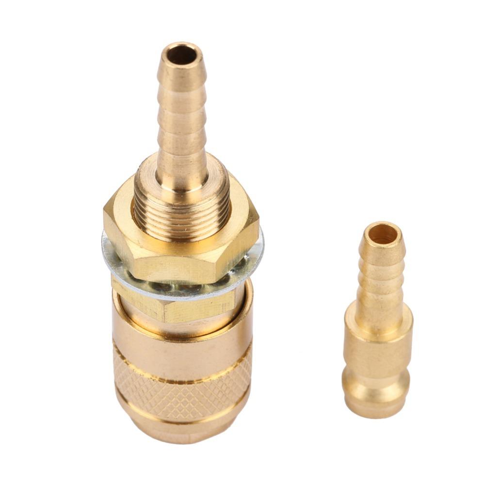 M6 Thread Size Water Cooled Gas Adapter For 6mm Inner Dia Hose Brass Quick Connector Fitting Red / Blue / Gold