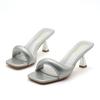 Pantofole Tacco Alto Rosse Nere Donna Sandali Slingback Open Toe Scarpe col Tacco Femminili Punta Quadrata Estive Semplici Sandali con Tacco di Design