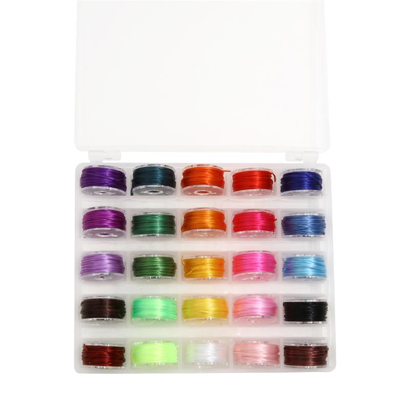 

6 м/рулон, 25 сеток, шпульная коробка, набор эластичных веревок с ручным бисером, коробка для браслета, эластичная веревка, материалы для ювелирных изделий ручной работы «сделай сам» 6 m/roll 1set/bag