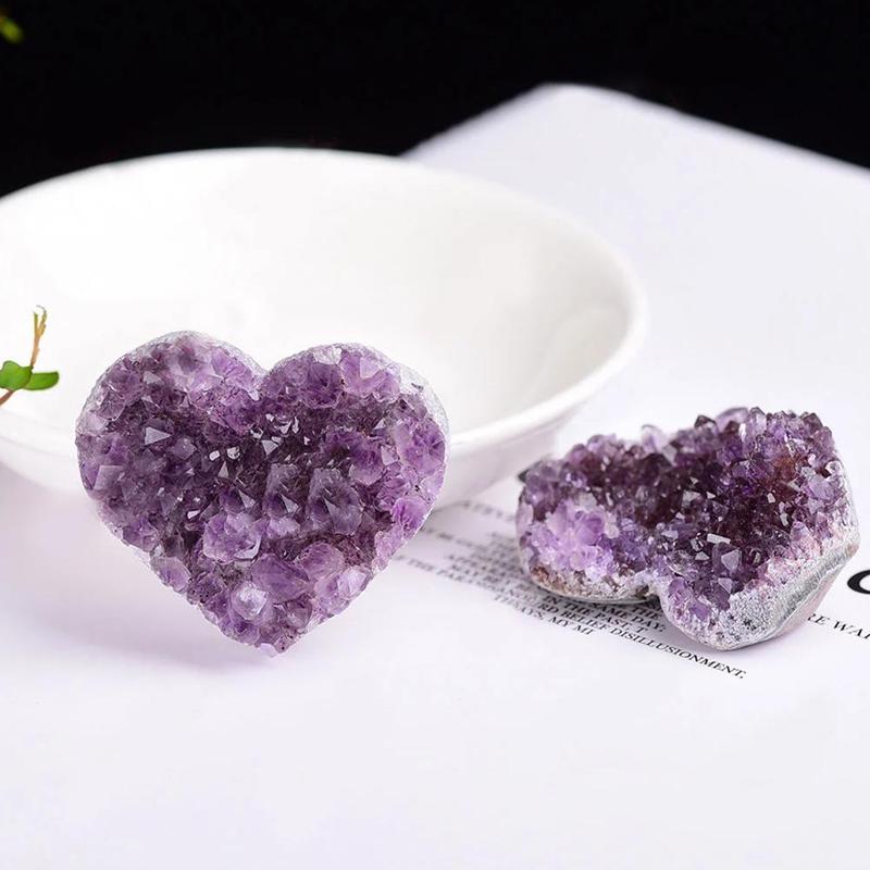 Cheap Purple Amethyst Crystal Love Heart Shape Quartz Healing Stone For