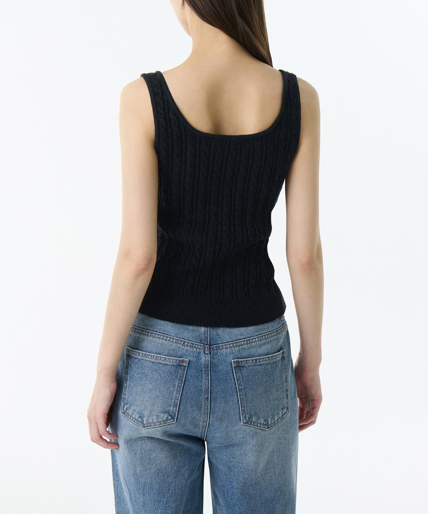 MUSINSA STANDARD WOMAN Cable Knit Sleeveless Top [Black]