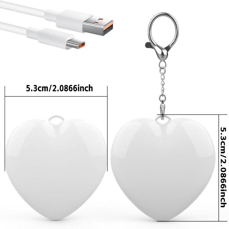 Heart Shaped LED Night Light Keychain USB Rechargeable Easy Carry Soft Glow Portable Lamp for Backpack Night Outings