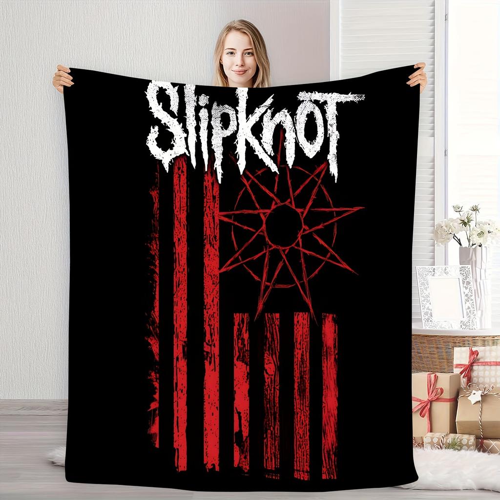 Slipknot Band Roter Streifen Überwurfdecke - Flecken- & Reißfest, Ganzjährig, Maschinenwaschbar - Für Schlafzimmer, Sofa, Camping