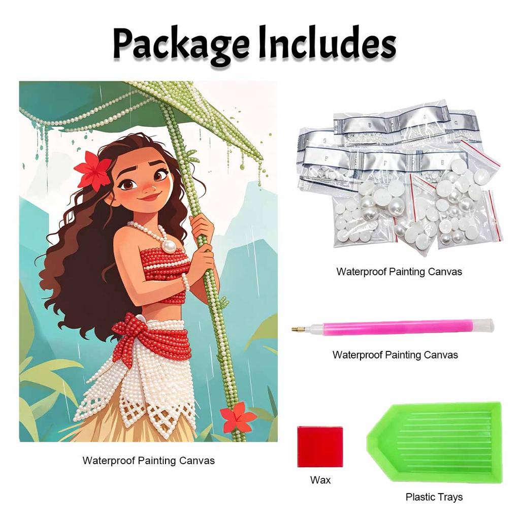 Disney Moana Pearl Art Iconic Tropical Attire 5D DIY Pearl Embroidery Mosaic Cross Stitch Kit for Home Decor