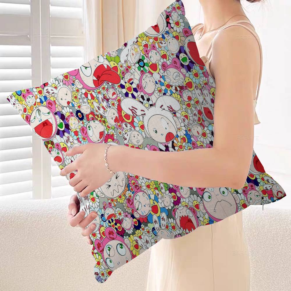 Flower T-Takashi Art M-Murakami Cushion Cover Car Throw Pillow Case For Sofa Car Christmas Gift 40x40cm 45x45cm