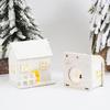 Weihnachts-Tischdekoration Mini Klein Holz Weihnachtsmann Schneemann Haus mit LED-Licht Navidad Weißes Mini-Haus Ornament Zubehör