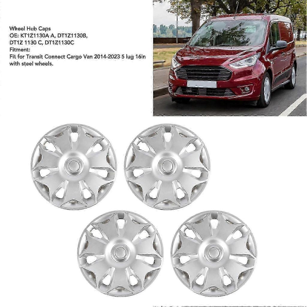 Snap Fit Wheel Hub Caps Set for Ford Transit Connect Cargo Van 2014-2023, 16 Inch OE Replacement Rim Covers KT1Z1130A